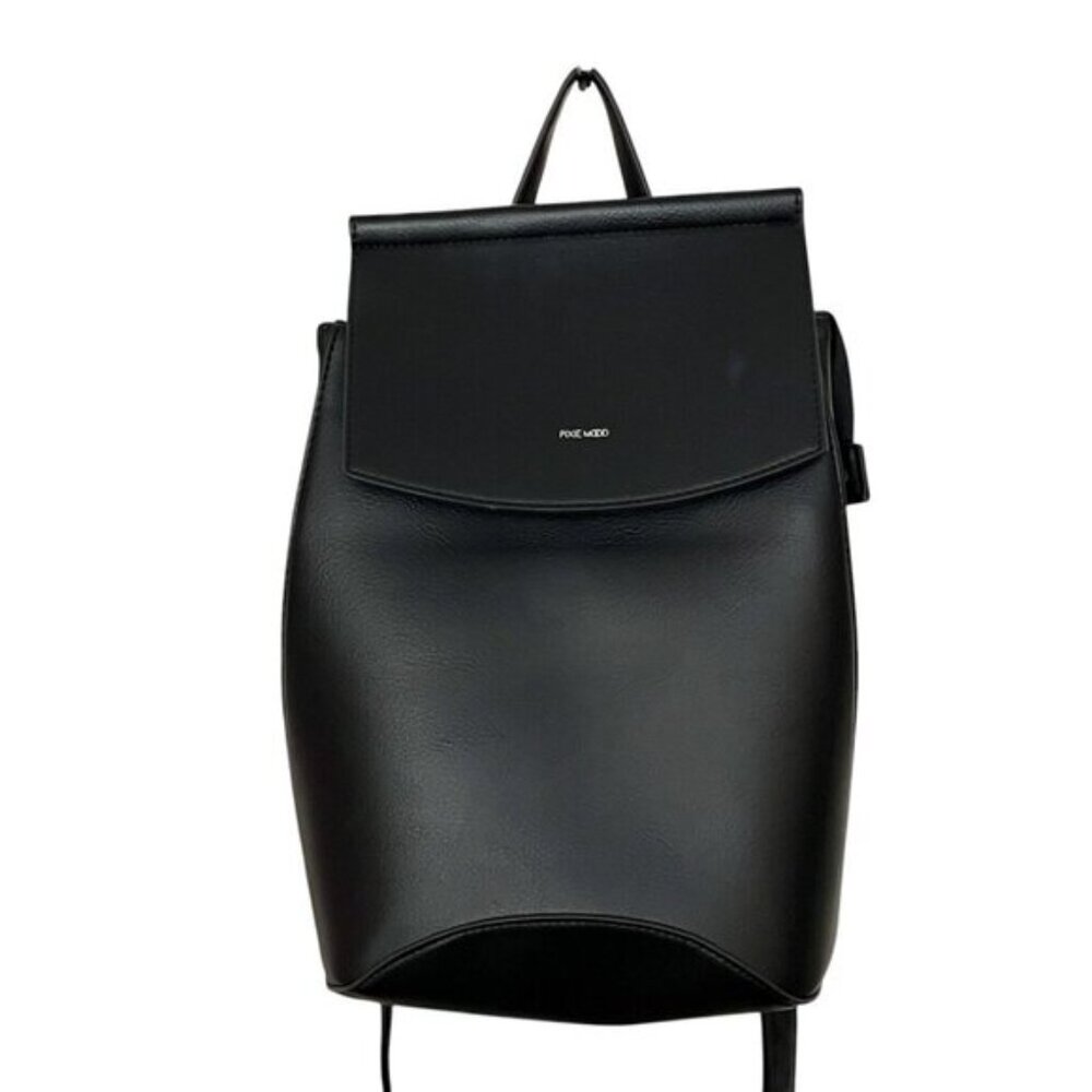 Pixie Mood Kim 14" x 10" Vegan Leather Mini Convertible Black Backpack Minimal